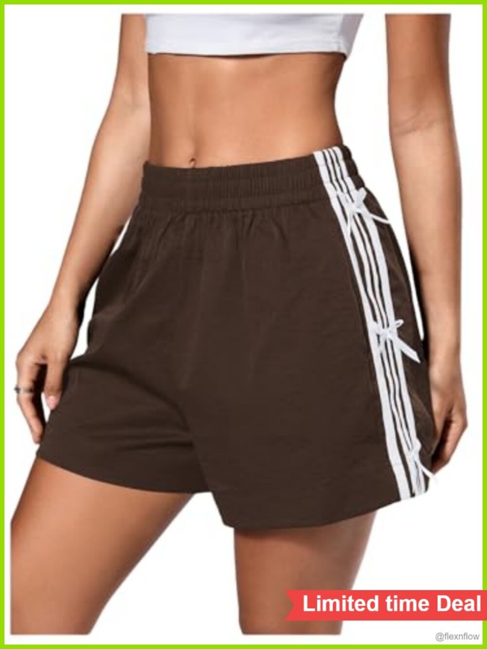 Y2K Striped Bow Wide Leg Athletic Gym Track Shorts Coquette